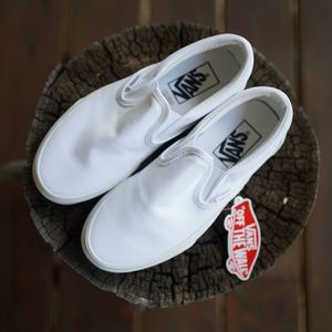 Vans White Classic Slip-Ons